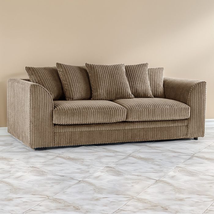 Jumbo Cord 3 Seater Scatterback Sofa - Coffee