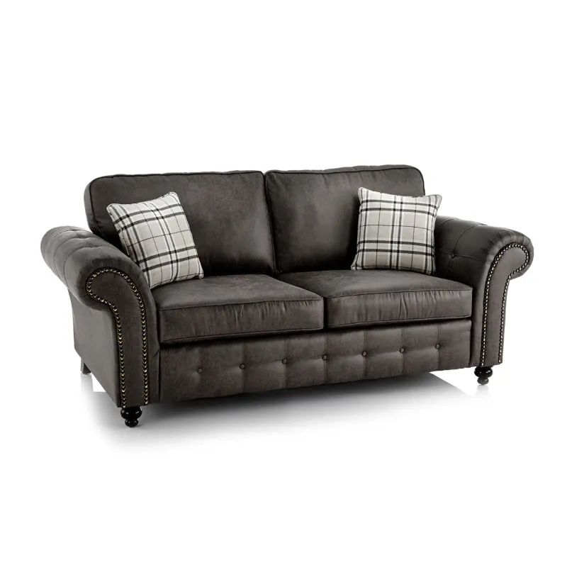 Ashwin 2 Seater Leather Sofa (Black)