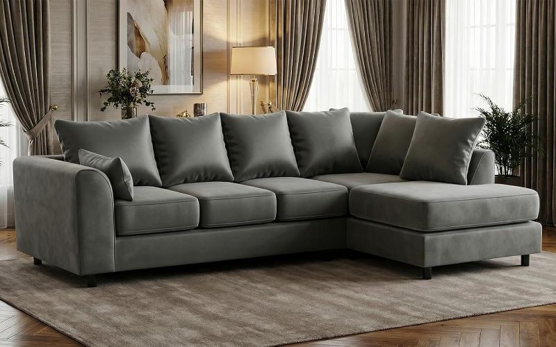 Upholstered 5 Settee Scatter Back Suites for Living Room (Grey, RH 5 Seater)