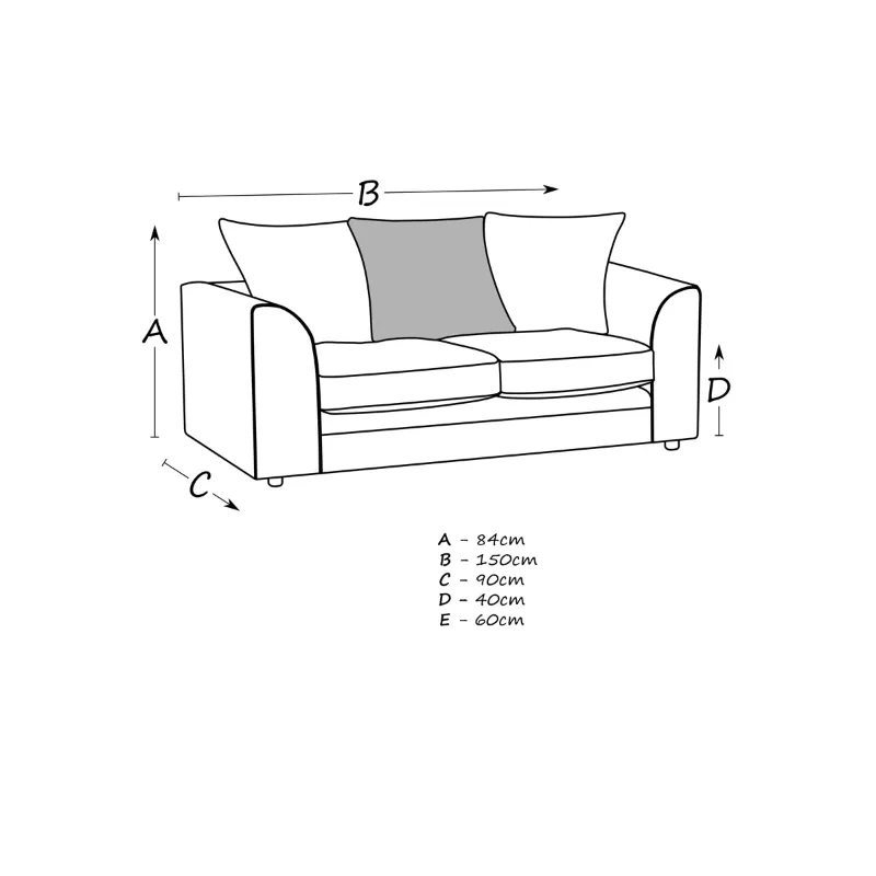 2 Seater Sofa Scatter Back Chenille Sofa (Grey)