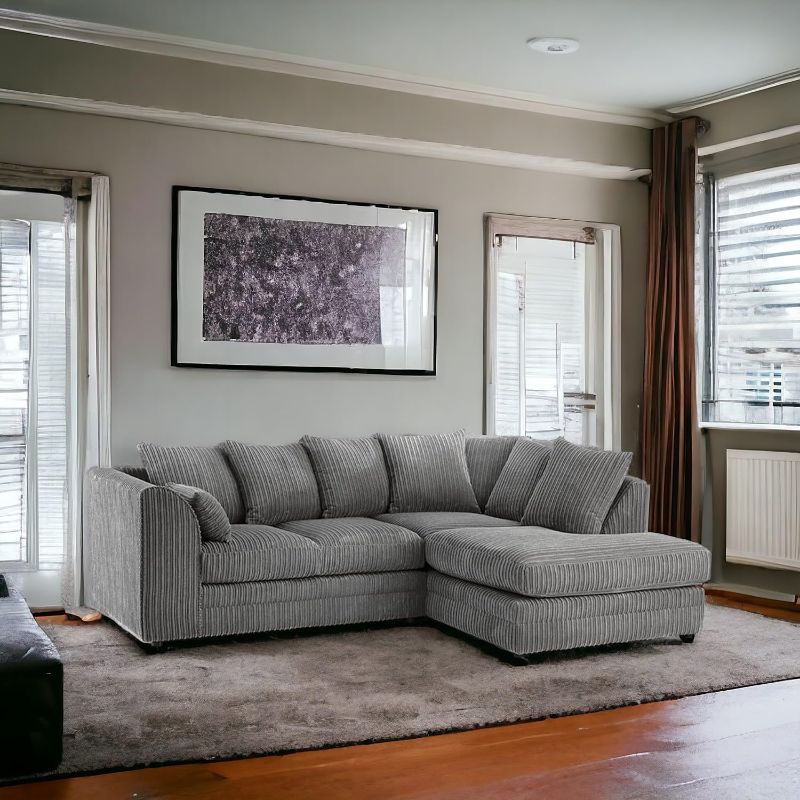 Jumbo cord L shape Grey 4 seater Right hand