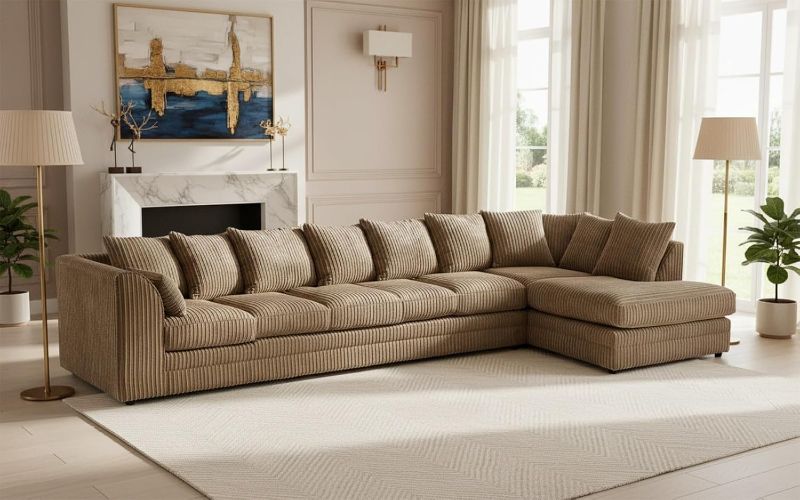 Modular 7 Settee Suites for Living Room (Mink, 7 Seater RH)