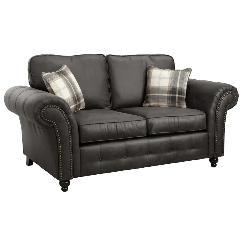 Ashwin 2 Seater Leather Sofa (Black)