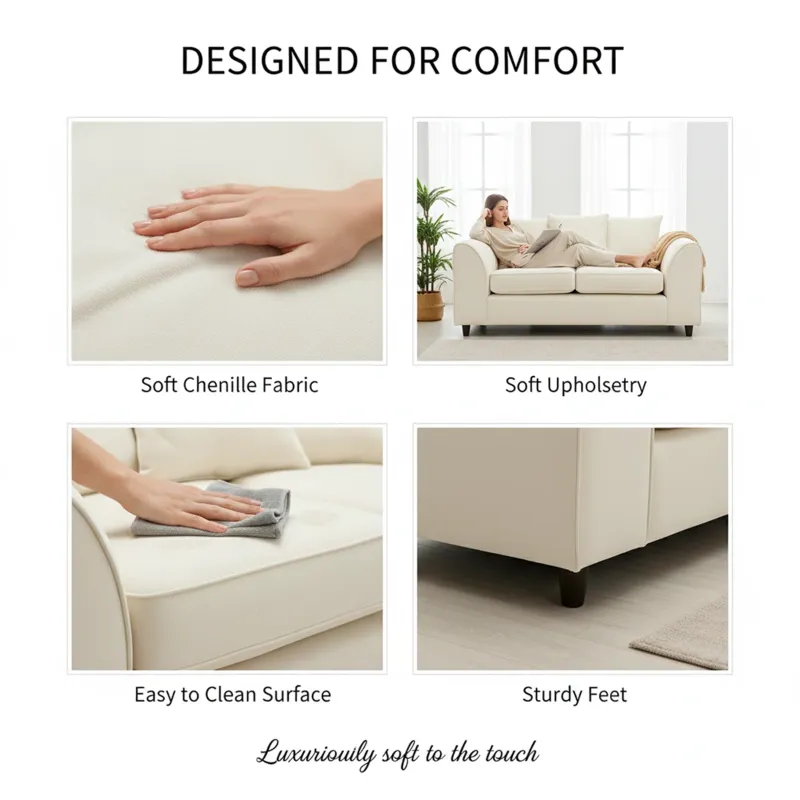 2 Seater Scatter Back plush velvet (Cream)