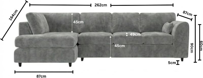 XL Left Hand Corner Couch for Living Room