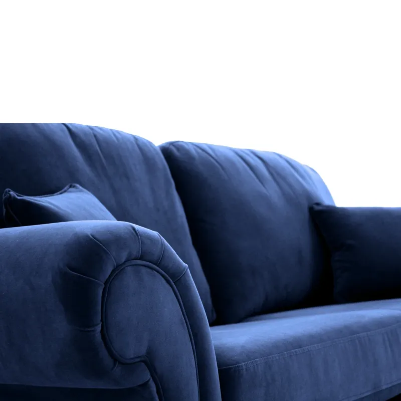 Ashwin Blue plush Velvet High Back Sofa