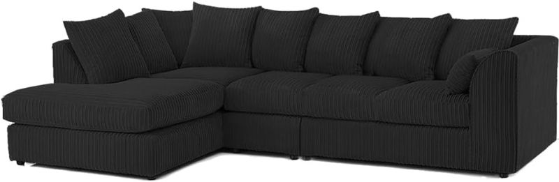 Scatter Back Cushions | Deep Foam Seats for Living Room (Black, Left Hand Corner)