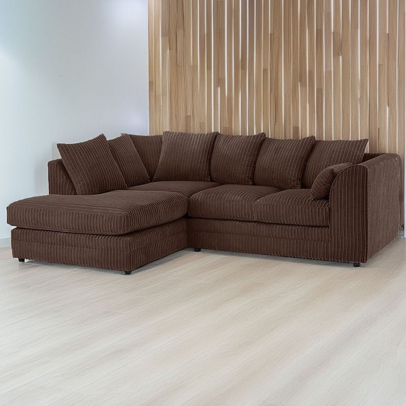 Jumbo Cord Corner Sofa - Chocolate Brown (Left  Hand)