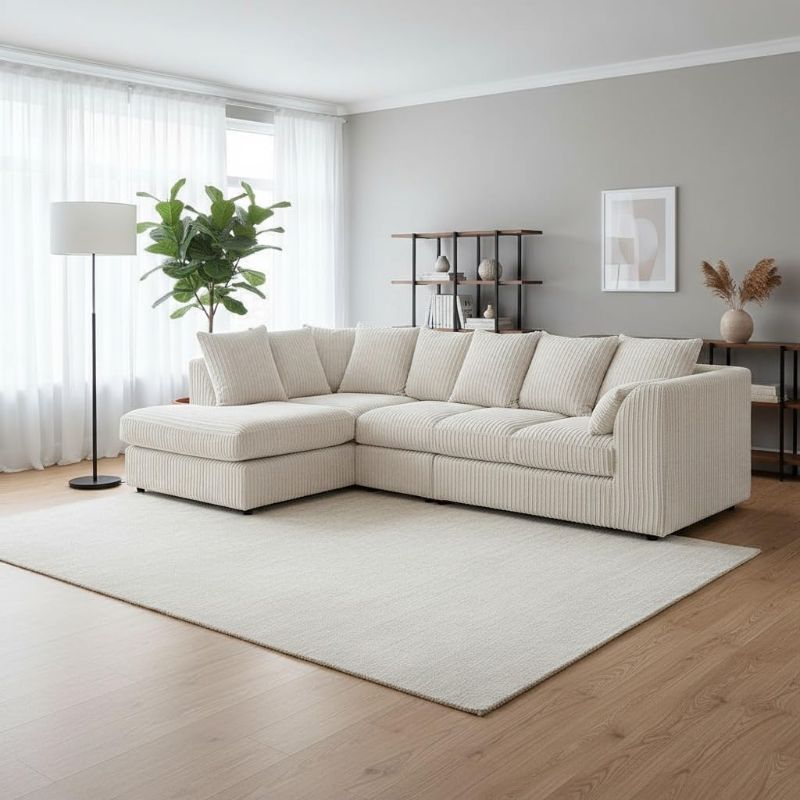 Scatter Back Cushions | Deep Foam Seats for Living Room (Cream, Left Hand Corner)