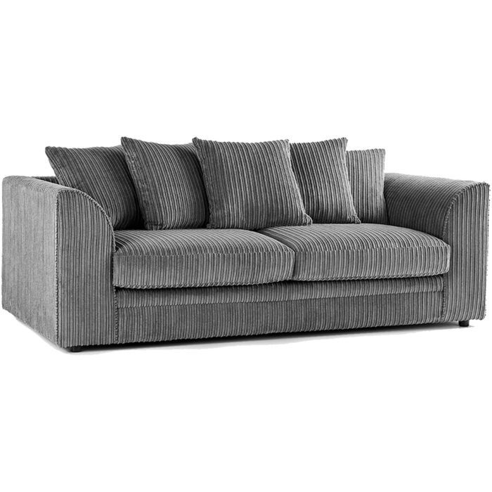 Jumbo Cord 3 Seater Scatterback Sofa - Grey