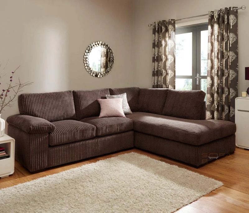 Delta Contemporary Brown L Shape Sofa – Spacious 4 Seater Corner Couch