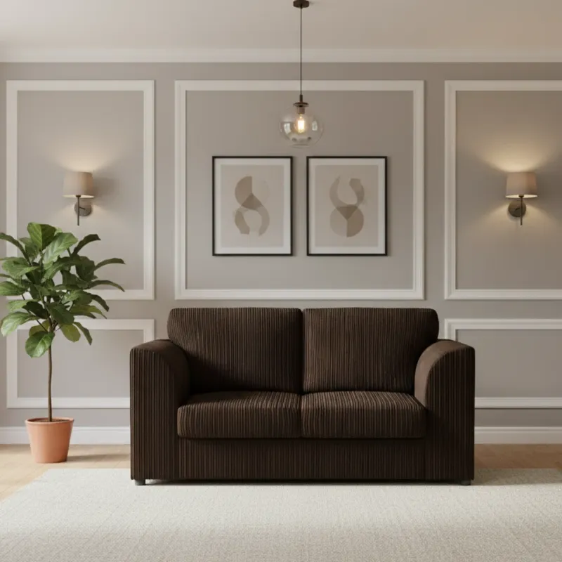2 Seater Corduroy Sofa High back (Brown)