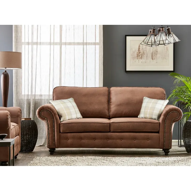 Ashwin 2 Seater Leather Sofa (Brown)