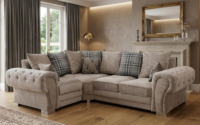 Verona Grey 4 Seater Corner Sofa – 2C1 L Shape Scatter Back Sofa | Left & Right Hand UK