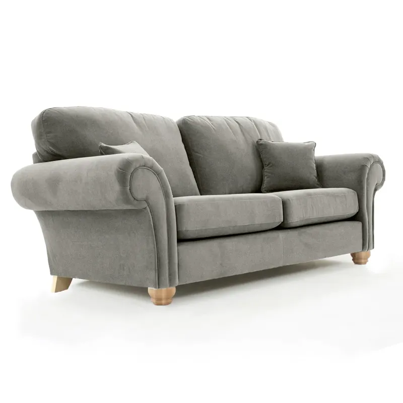Ashwin Grey plush Velvet High Back Sofa