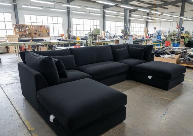 Bishop Black U Shape High Back Sofa – Luxury Large Corner Suite with Firm Support
