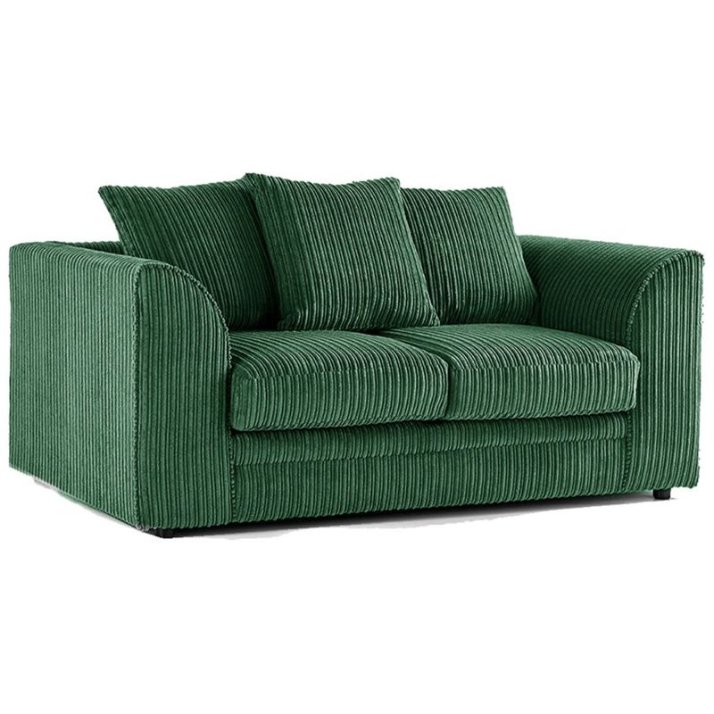 Jumbo Cord 2 Seater Scatterback Sofa - Green