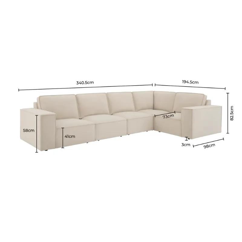 Sloane Large Right Hand L-Shape Sofa (Cream)