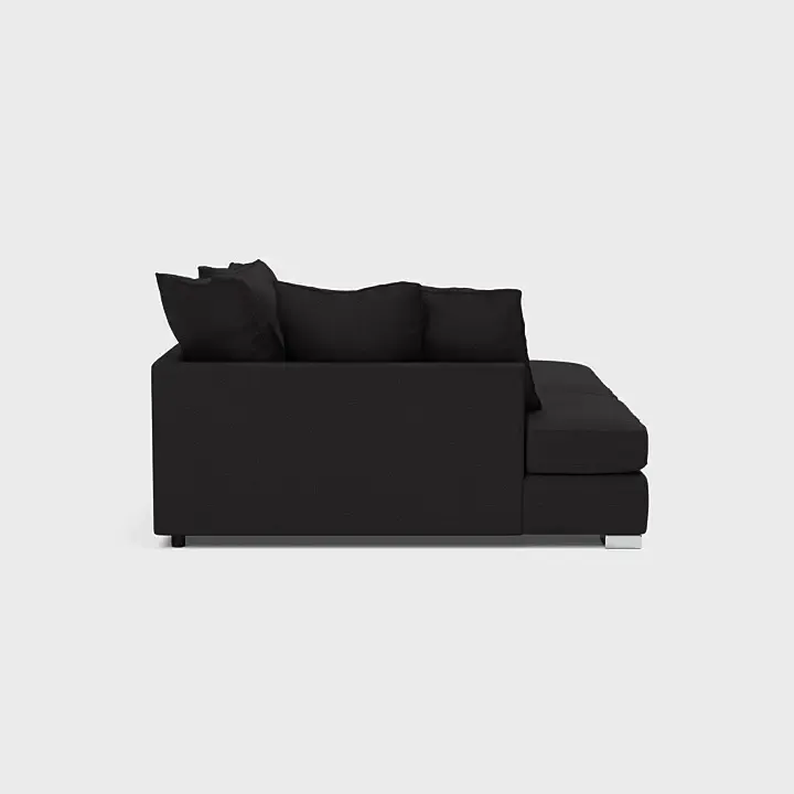 Chiswick Left-Hand Facing Black Fabric Corner Sofa with Footstool Set