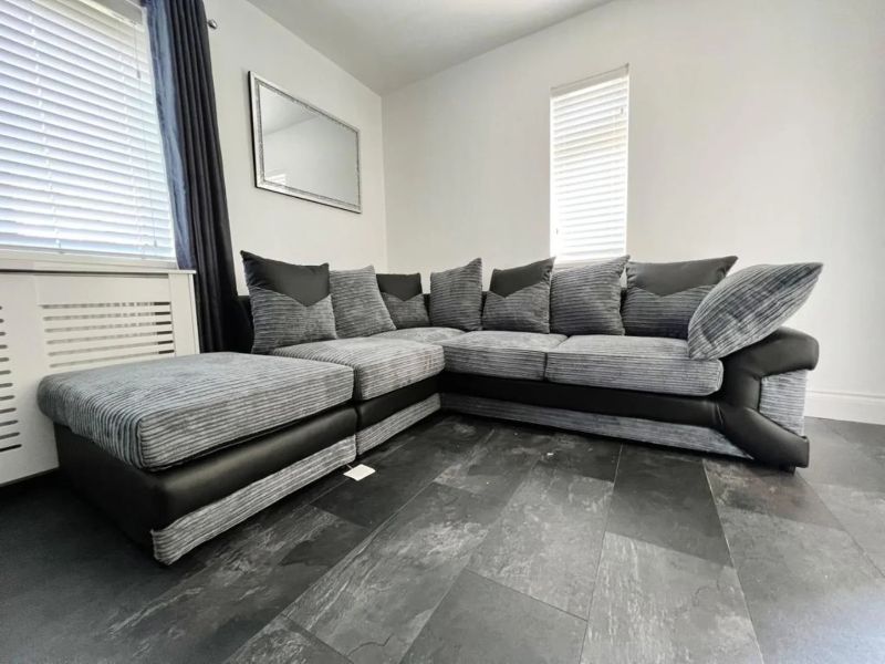 Dino Grey L Shape Corner Sofa with Footstool – Scatter Back | Left & Right Hand UK