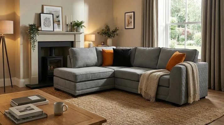 Orka Open End Corner Sofa – Left Hand Facing | Luxury Fabric L Shape Sofa UK