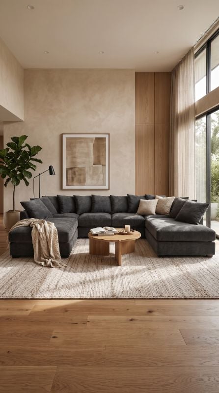 Bishop Grey Chenille U Shaped Sofa – 6 Seater Modular Corner Sofa UK