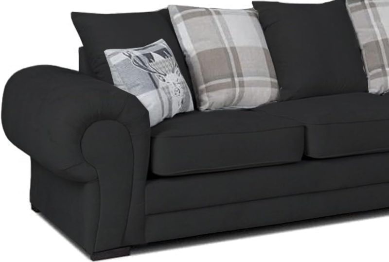Verona 3C2 6 Seater Corner Sofa – Black | Right Hand Facing L Shape Sofa UK