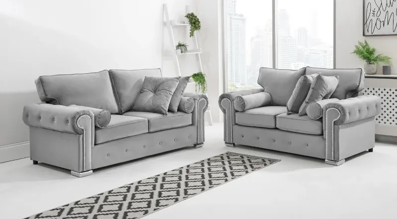 Ashwin 3+2 seater Full Back New Sliver