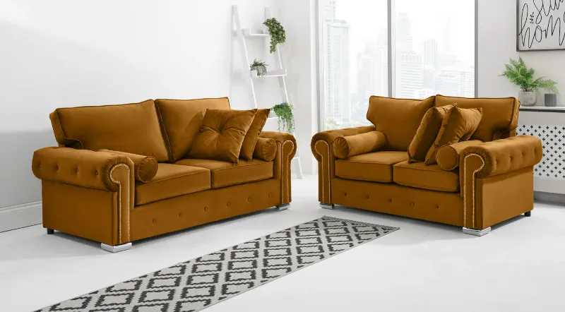 Ashwin 3+2 seater Full Back Mustard