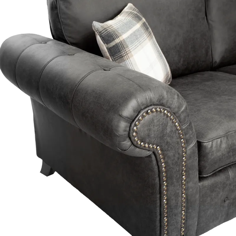 Ashwin 2 Seater Leather Sofa (Black)