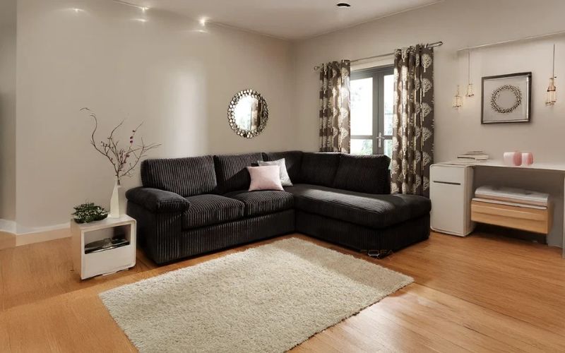 Delta Modern Black L Shape 4 Seater Sofa – Left or Right Hand Configuration