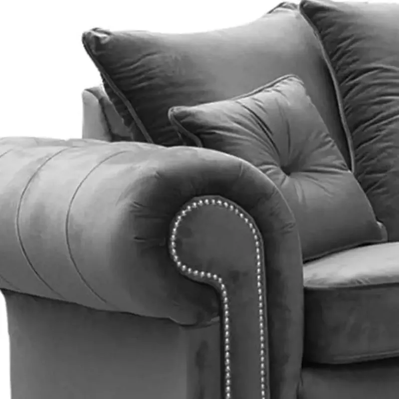 (3+2 Seater) Raven Plush 3 and 2 Seater sofa Button Arms