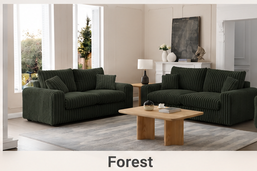 Dylan Luxury Thick Cord 3+2 Seater Sofa Suite – Forest