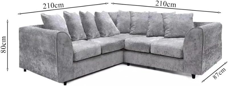 Alaska Light Grey 2C2 Corner Sofa – 5 Seater with Footstool | Modular Fabric Scatter Back Sectional | Dual Arm Living Room Sofa Suite