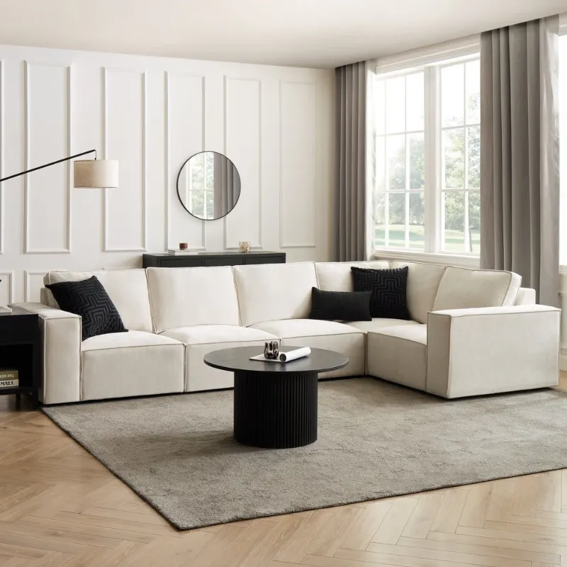 Sloane Large Right Hand L-Shape Sofa (Cream)