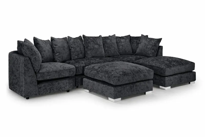 Bishop U Shape Corner Sofa 5 Seater – Full Back Cushions | Luxury Fabric Sectional Sofa