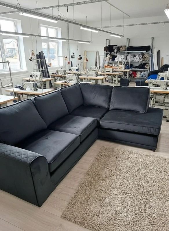 Dylan L shape Plush Velvet High Back corner sofa