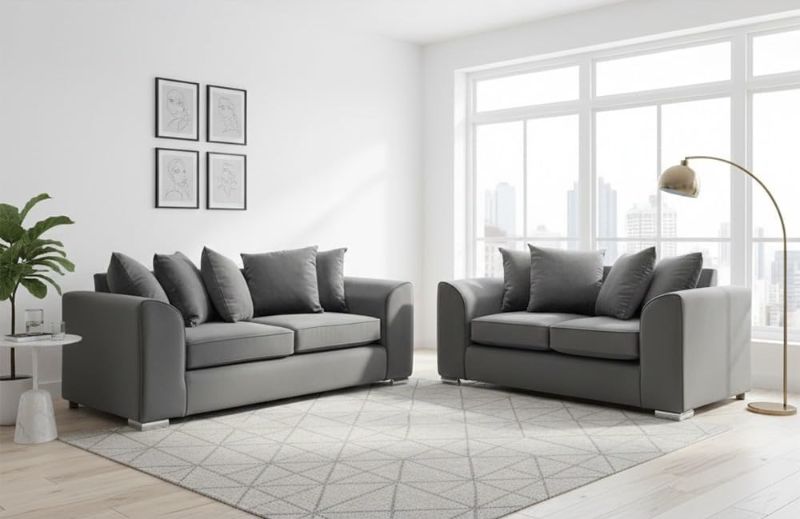 Dylan Blue Velvet 3+2 Seater Sofa Set – Luxury High Back & Scatter Back Sofa Suite UK