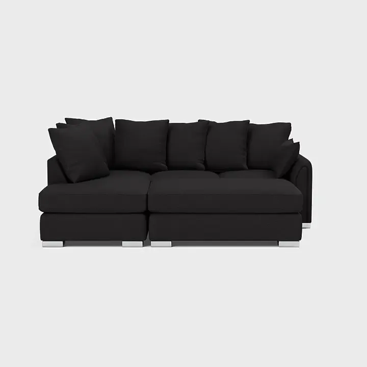 Chiswick Left-Hand Facing Black Fabric Corner Sofa with Footstool Set