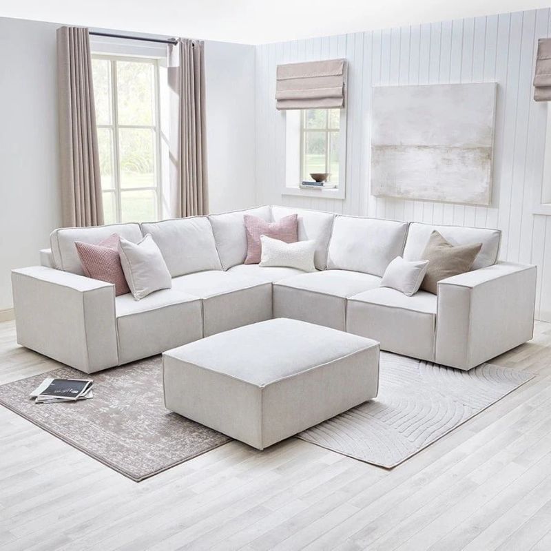 Sloane cream 2C2 High Back Plush Velvet Corner Sofa – Luxury Deep-Seated Comfort Suite