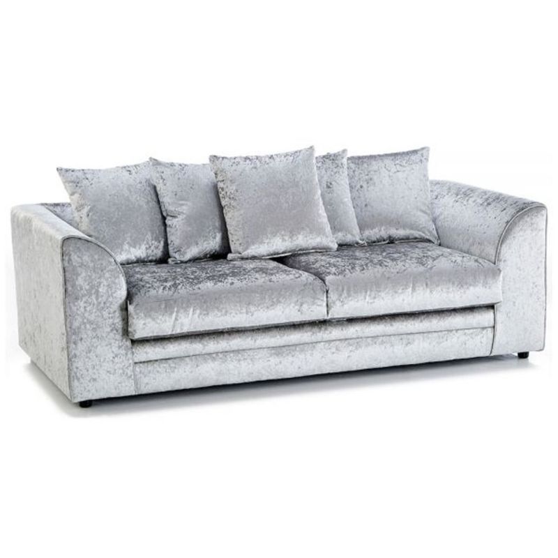 Crushed Velvet 3 Seater Scatterback Sofa - Silver