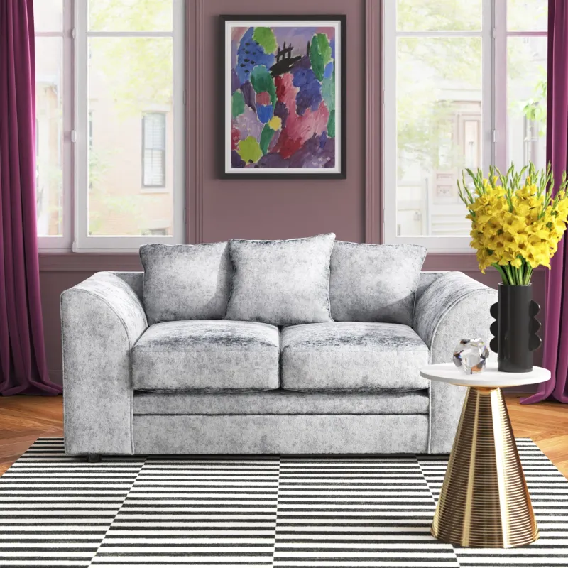 2 Seater Velvet Loveseat (Grey)