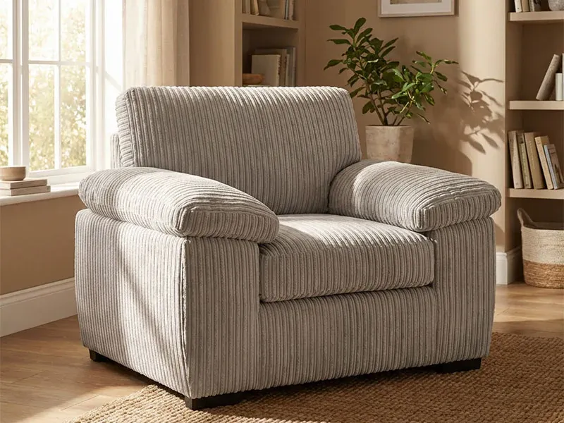 Amalfi Jumbo Cord Fabric Armchair Cream