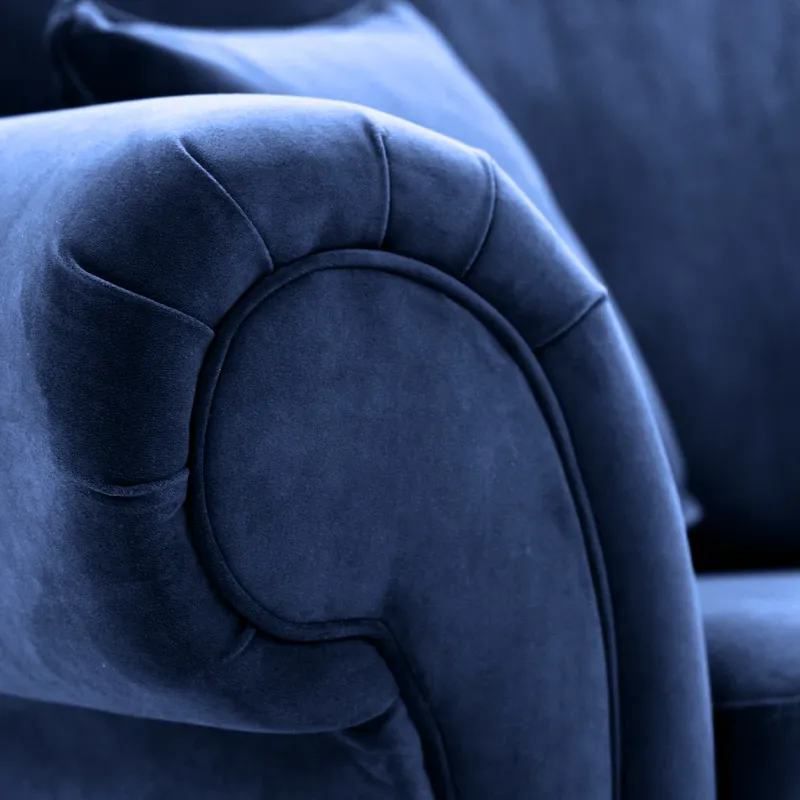 Ashwin Blue plush Velvet High Back Sofa