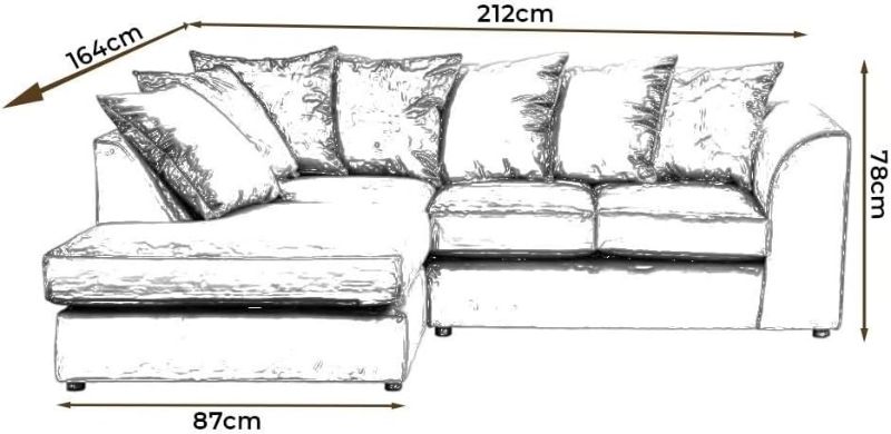 Black Alaska L-Shaped 4 Seater Corner Sofa – Left or Right Hand Facing Sectional Scatter Back Couch for Living Room