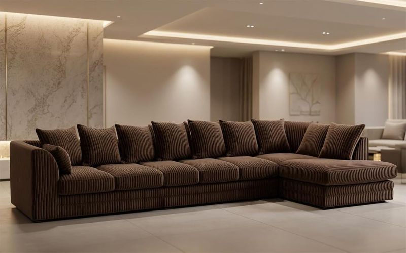 Modular 7 Settee Suites for Living Room (Brown, 7 Seater RH)