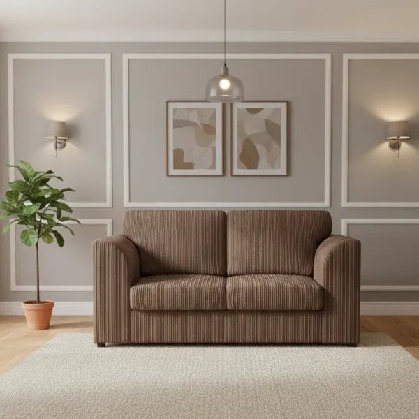 2 Seater Corduroy Sofa High Back (Mink)