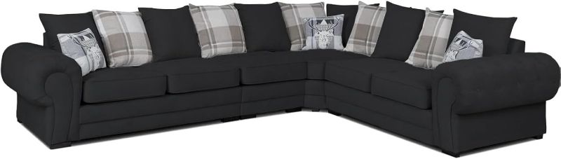 Verona 3C2 6 Seater Corner Sofa – Black | Right Hand Facing L Shape Sofa UK