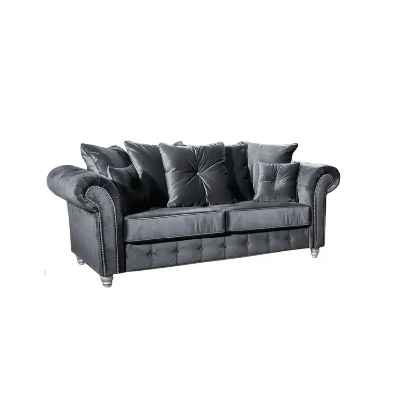 (3+2 Seater) Raven Plush 3 and 2 Seater sofa Button Arms