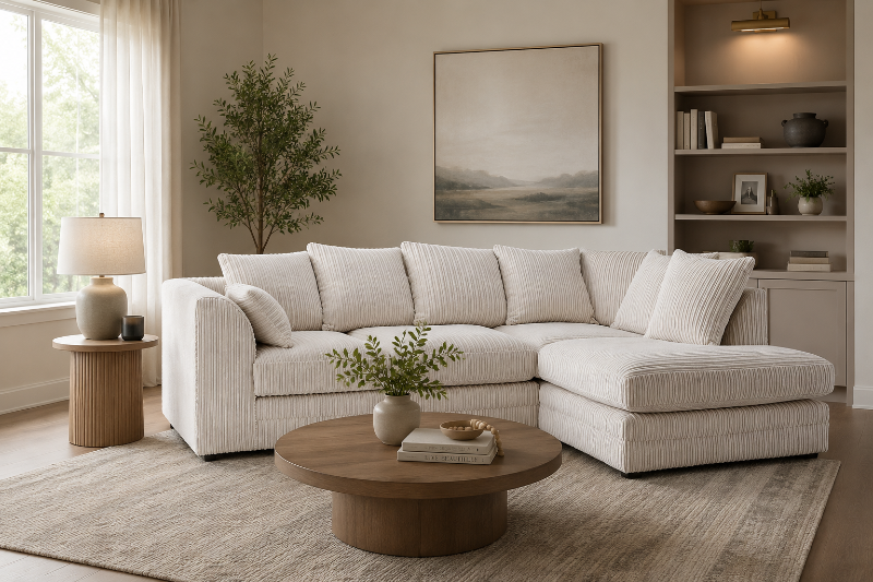 Jumbo Chenille Corner Sofa – Luxury L Shape Sofa | Modern Living Room Corner Sofa UK